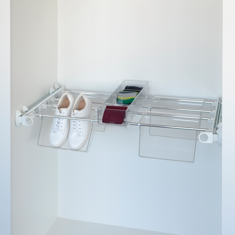 Plus - Shoe rack 4V+1J - white - bright aluminium - transparent polycarbonate 6